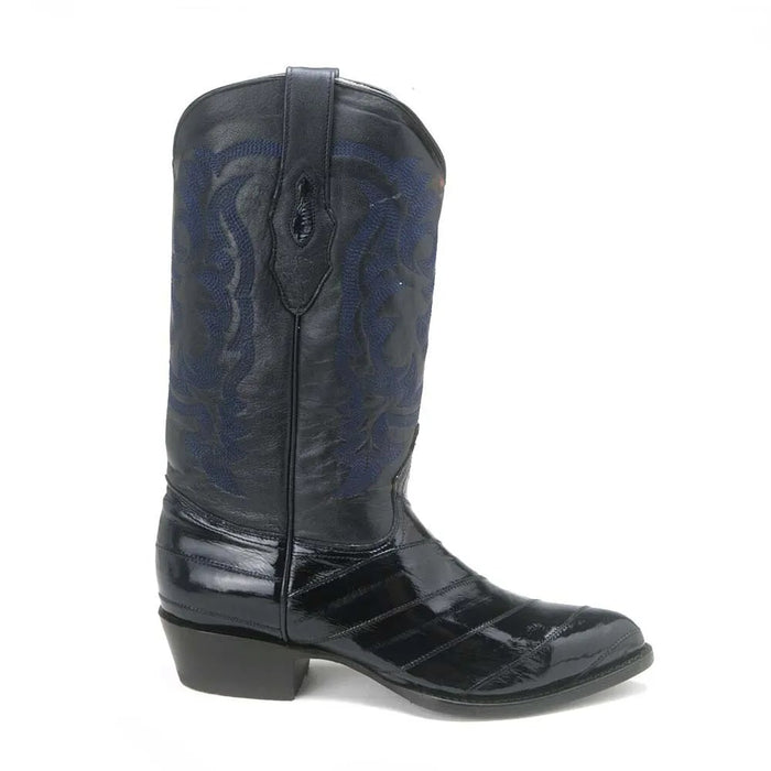 Los Altos Navy Eel Skin J-Toe Western Boots