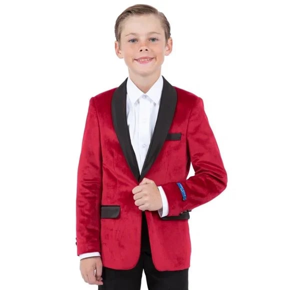 Perry Ellis Boys Red Velvet Jacket