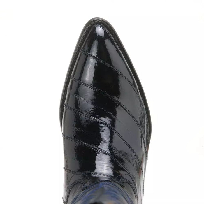 Los Altos Navy Eel Skin J-Toe Western Boots