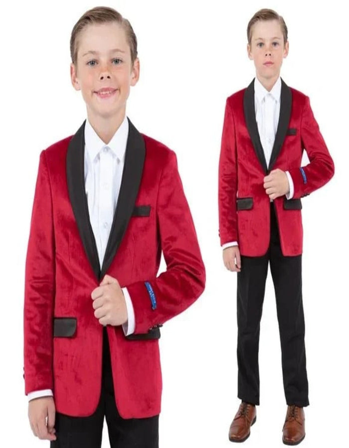 Perry Ellis Boys Red Velvet Jacket