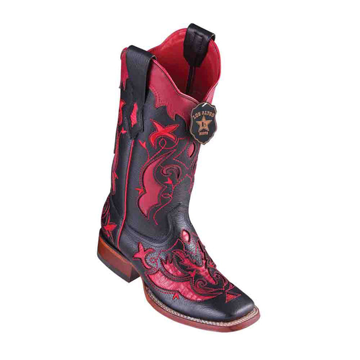 Los Altos Teju Lizard Red Square Toe Womens Boot