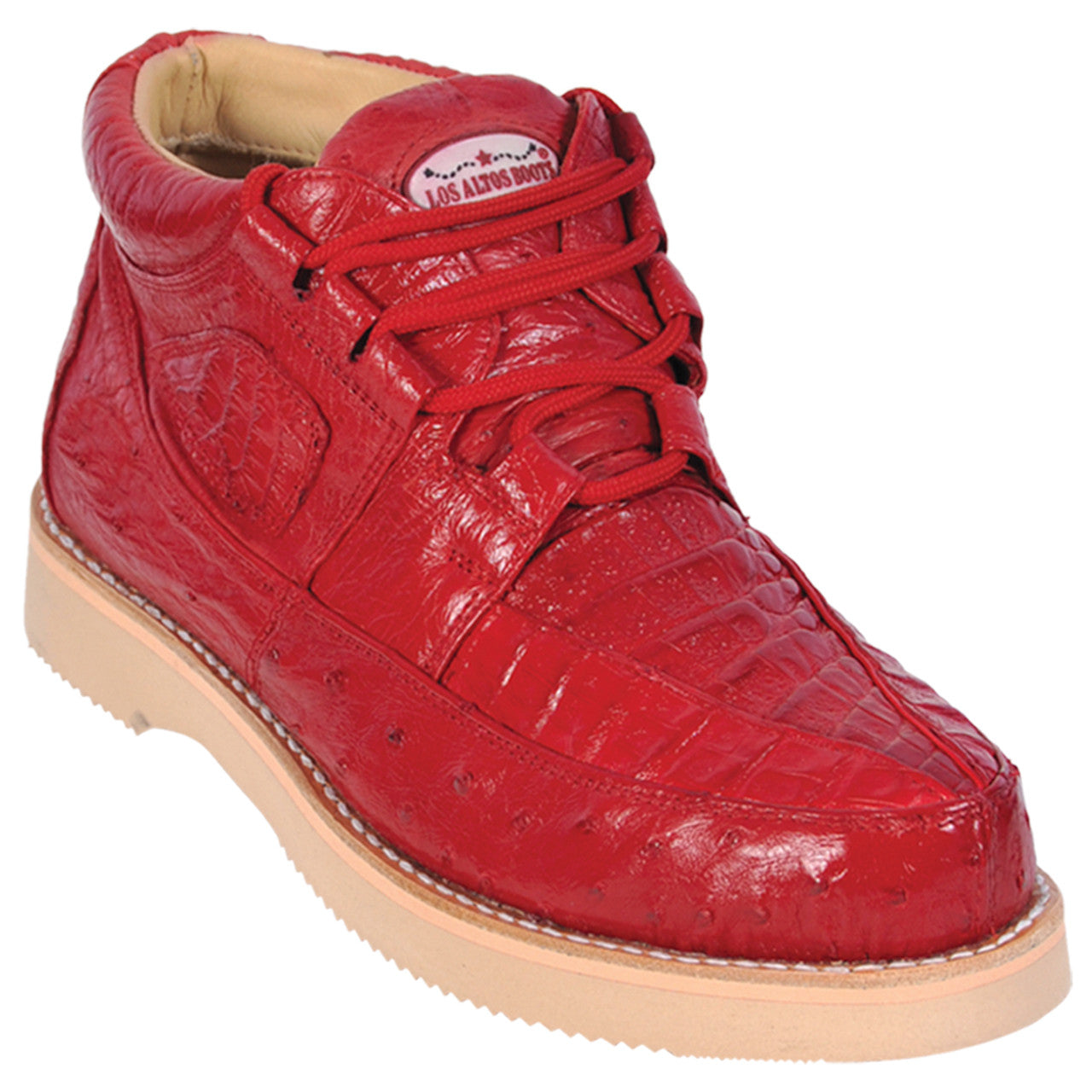 Los Altos Red Caiman & Ostrich Skin Sneakers