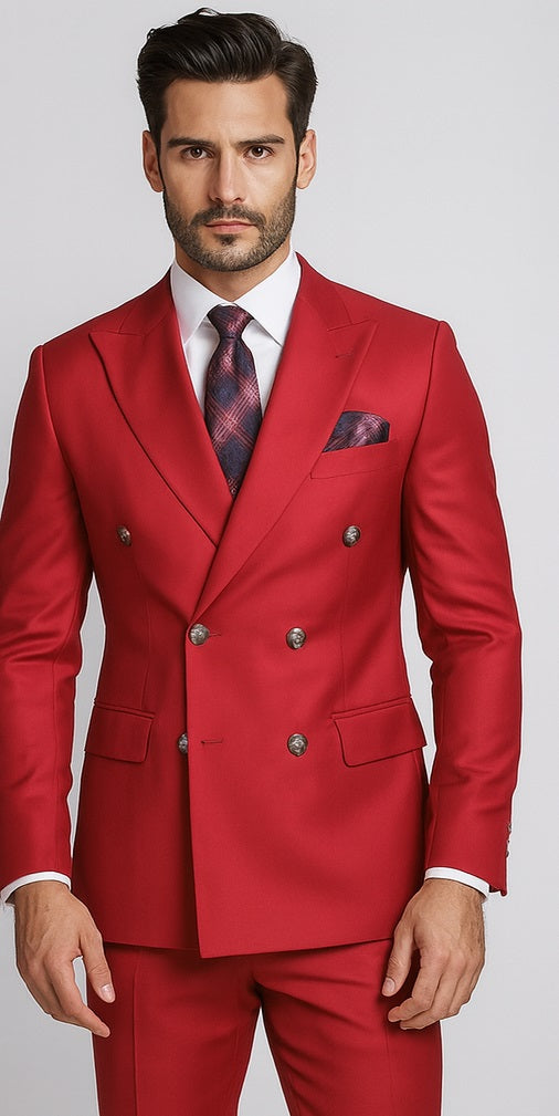 Mens Double Breasted Blazer - Red Double Breasted Sport Coat
