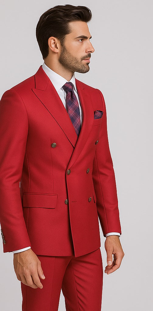 Mens Double Breasted Blazer - Red Double Breasted Sport Coat