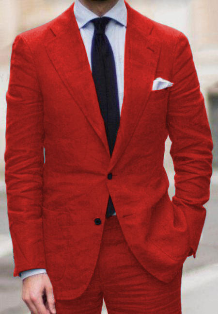 Red Linen Suit in Red Tiffany Color