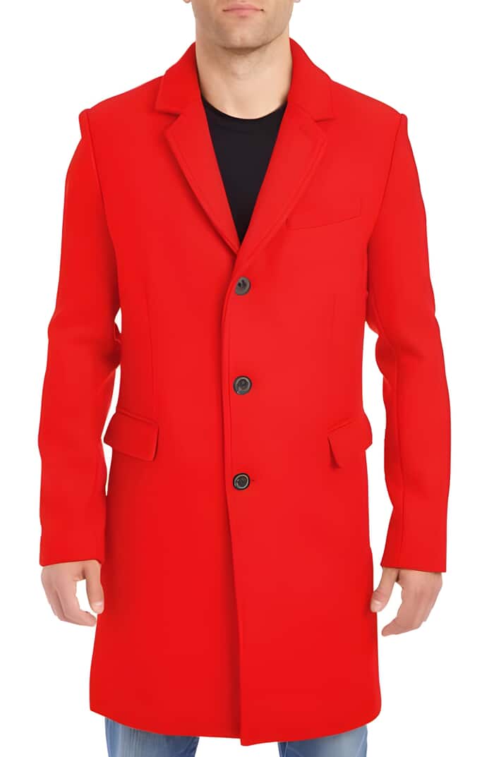 Big & Tall Wool Peacoat for Men - Red