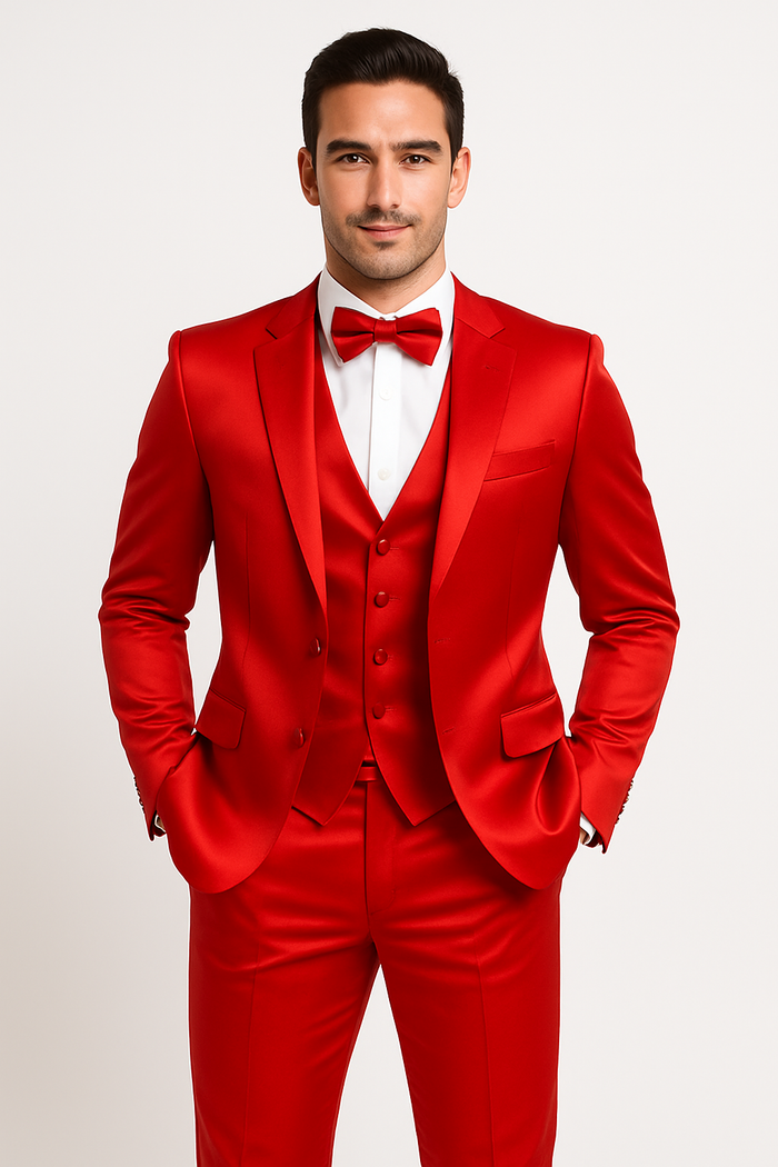 Elite Red Satin Suit for Formal Events