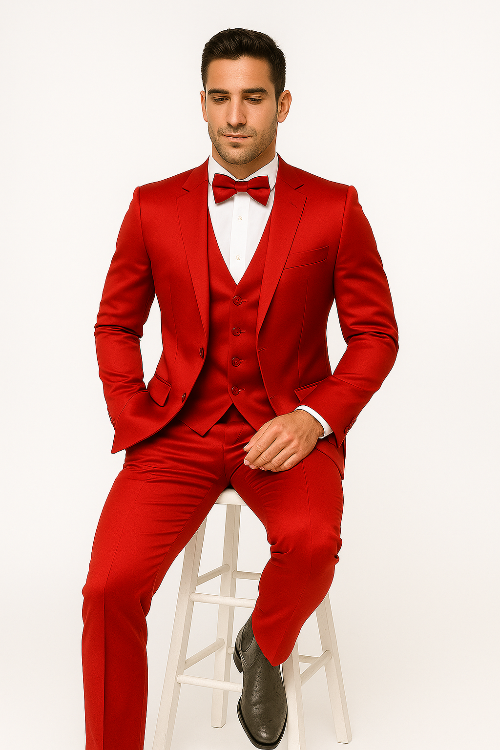 Elite Red Satin Suit for Formal Events