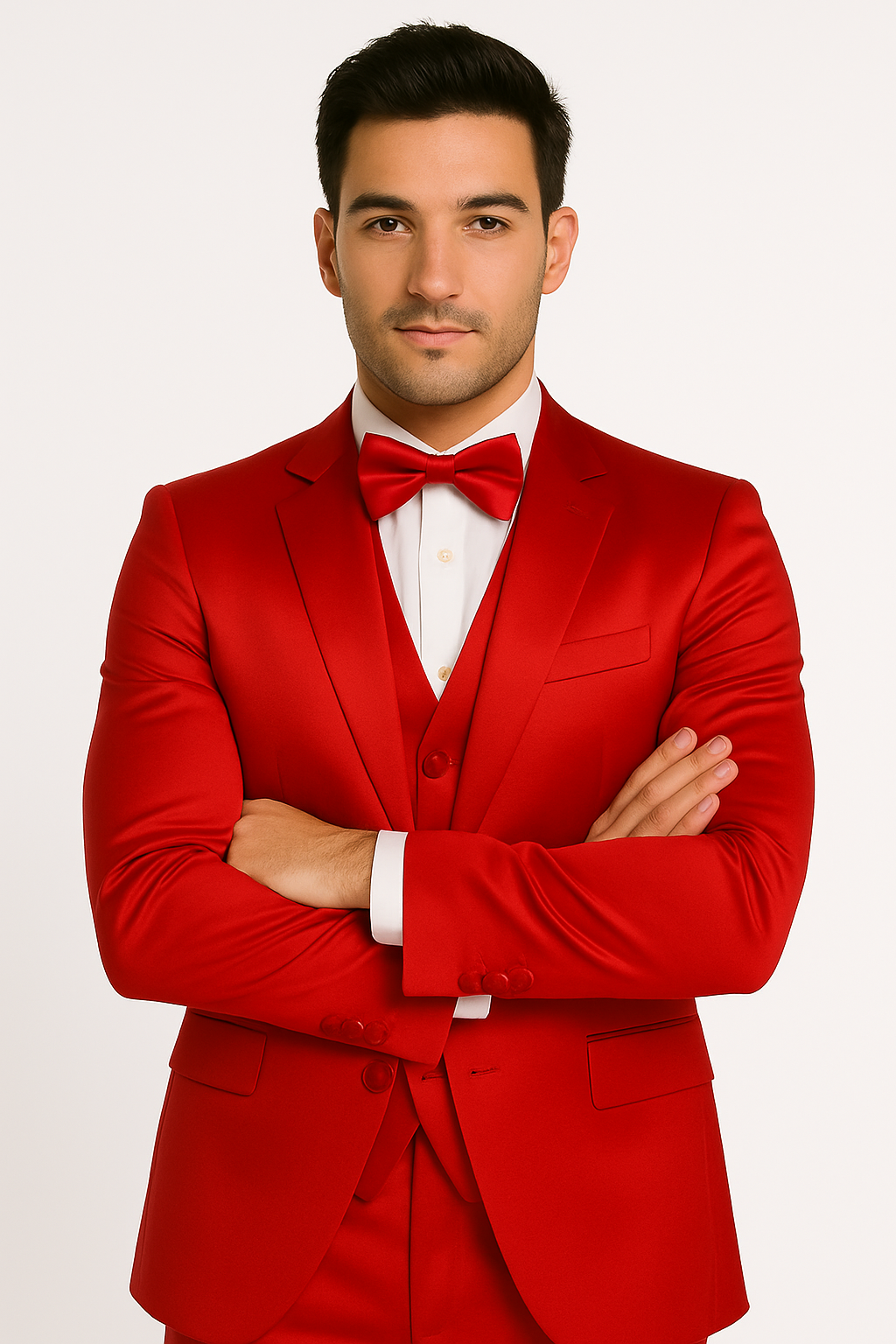 Elite Red Satin Suit for Formal Events