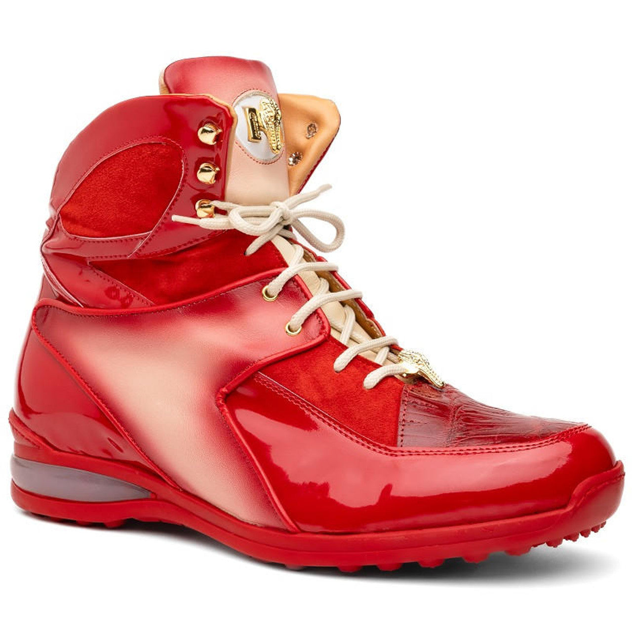 Men's Mauri Patent Red Croc Hightop Diamond Sneakers