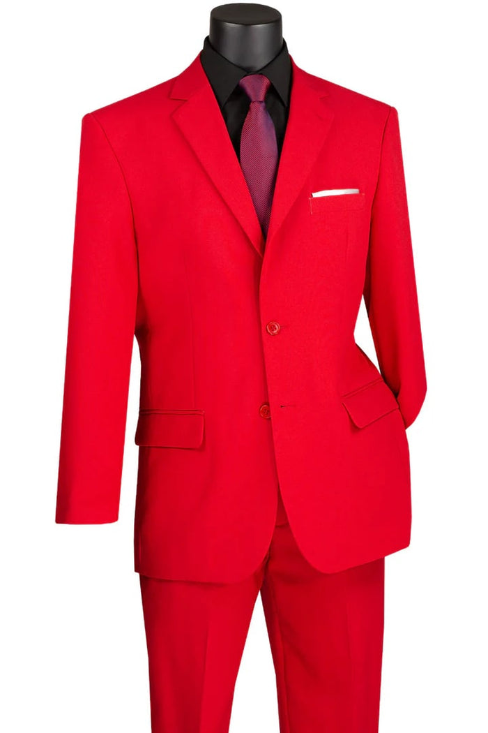 2 Button Red Poplin Suit for Men