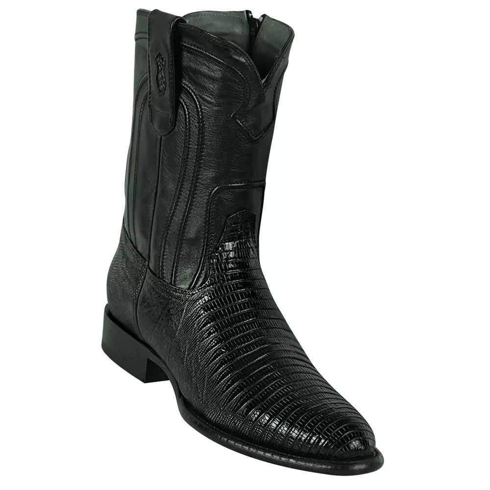 Men's Lizard Teju Black Zipper Roper Boots