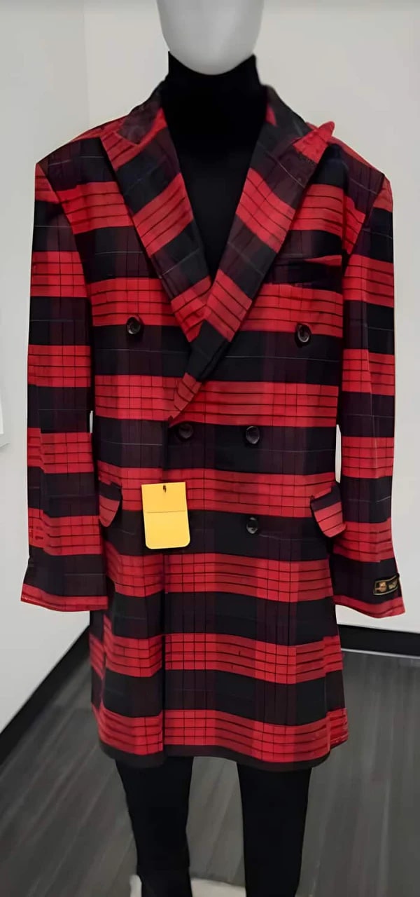 Mens Plaid Wool Peacoat by Mensitaly