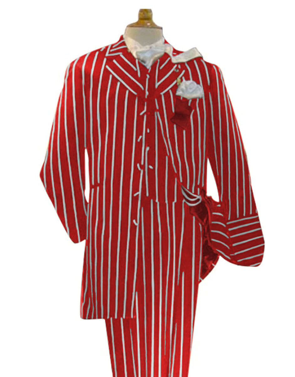 Red and White Pinstripe Zoot Suit for Men