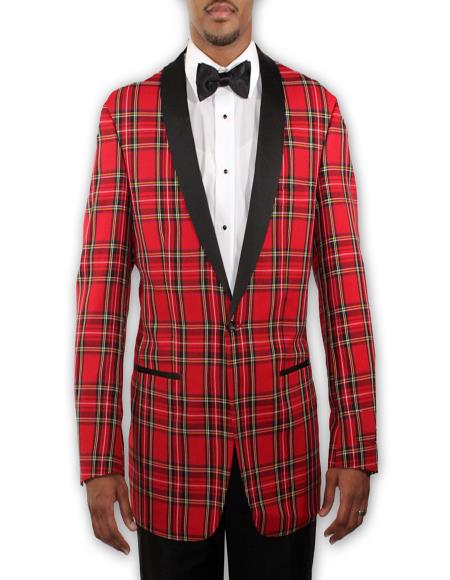 Red Tuxedo With Black Lapel for Events