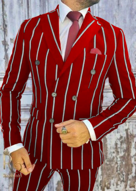 1920s Burgundy Pinstripe Gangster Suit