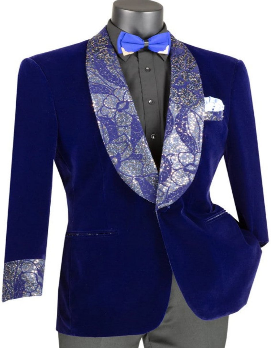 Blue Velvet Prom Suit Regular Fit Jacket