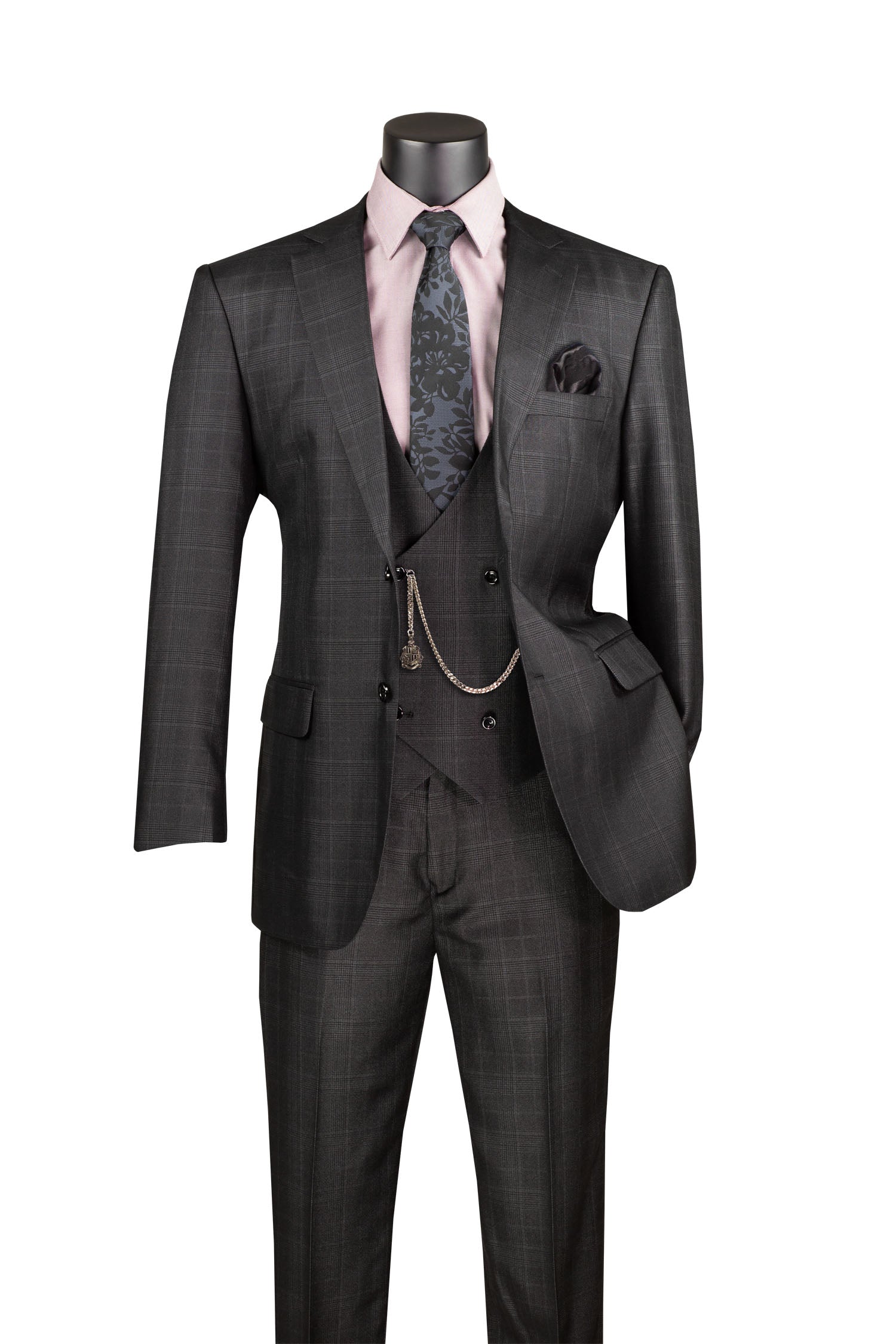 Renaissance Regular Fit Three Piece Suit Black
