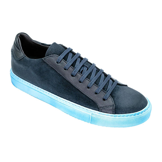 Belvedere Rino Blue Waxed Suede Dress Sneaker