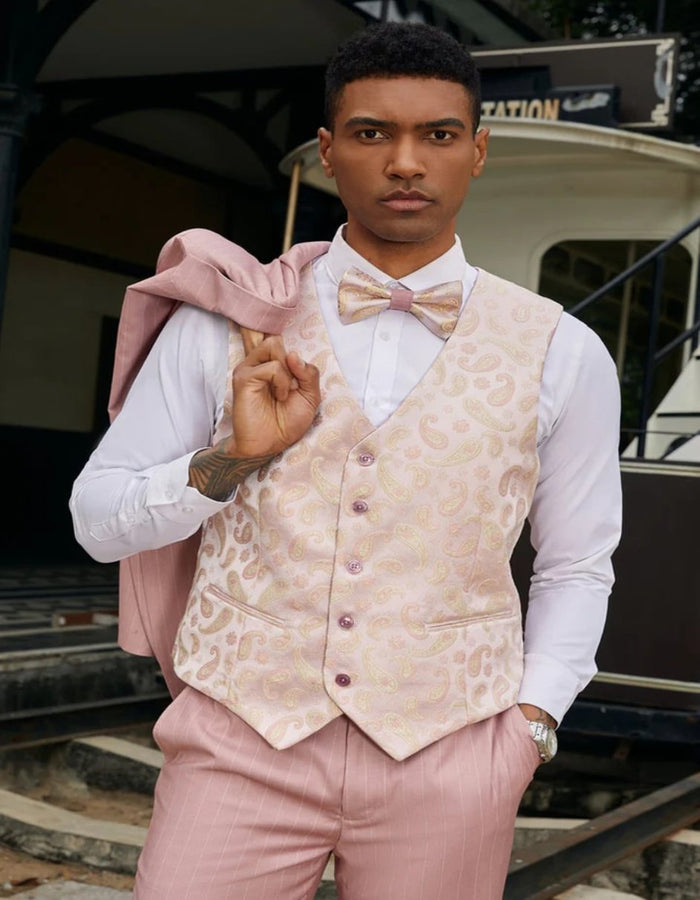 Men's Rose Pink Pinstripe One Button Suit