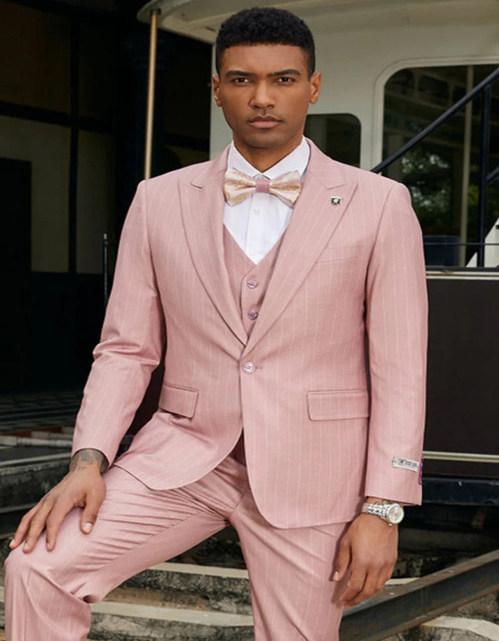 Modern Rose Pinstripe One Button Tuxedo