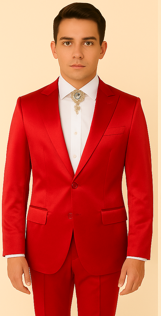 Rossi Man LEO RM1621 Slim 3-Piece Suit, Red