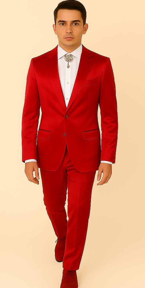 Rossi Man LEO RM1621 Slim 3-Piece Suit, Red