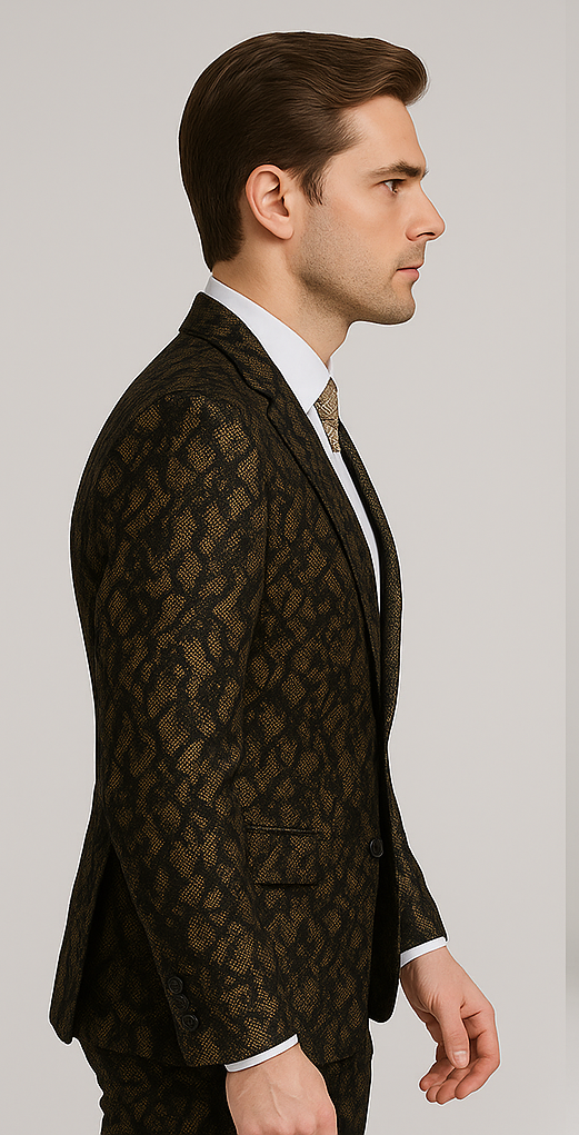 Gold & Black Slim Fit Designer Tuxedo