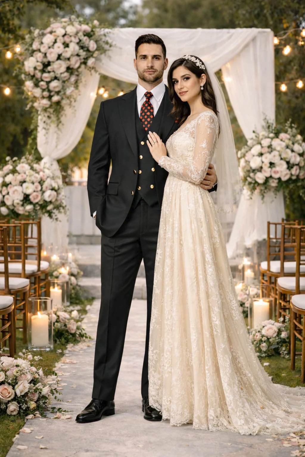 Rossiman Black 1 Button Suit with Peak Lapel