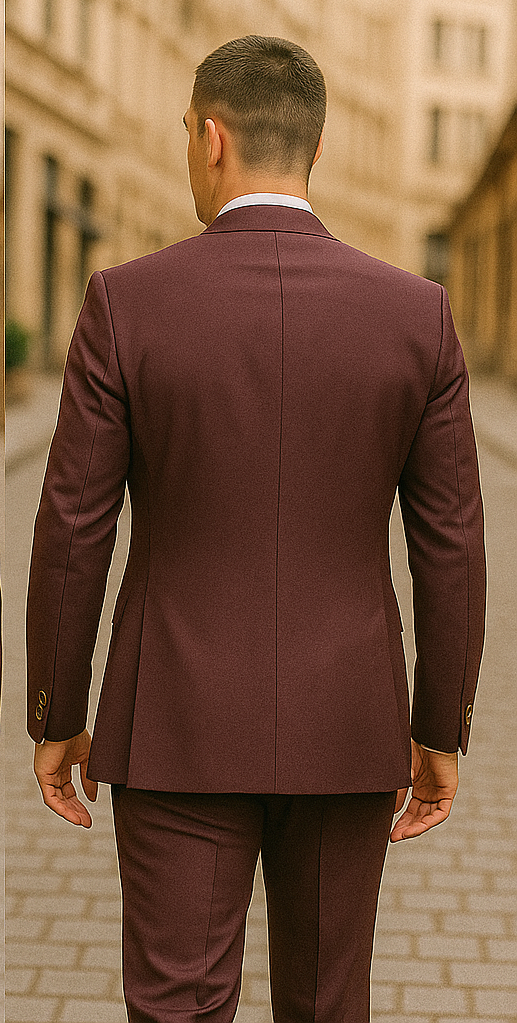 Rossiman Men's Burgundy Peak Lapel Suit