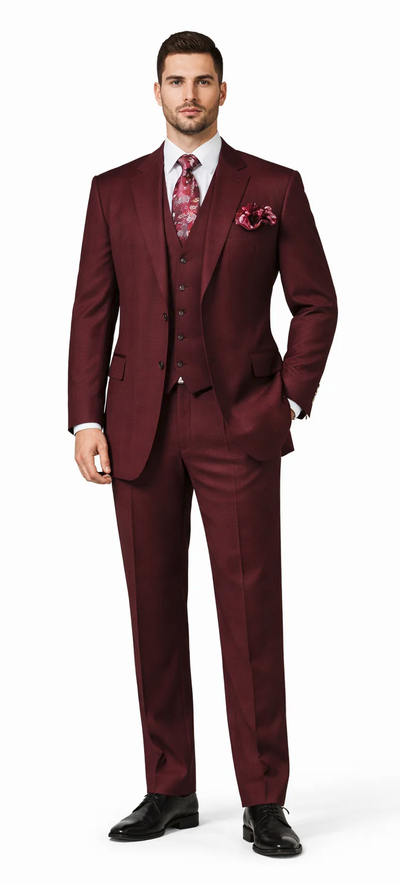 Rossiman Men's Burgundy Formal Suit