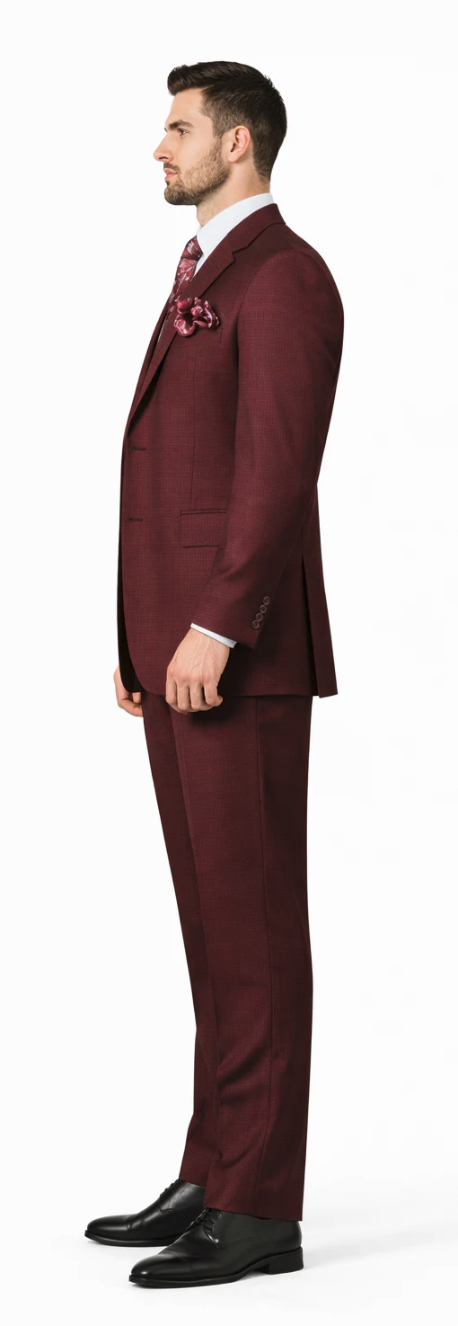 Rossiman Men's Burgundy Formal Suit