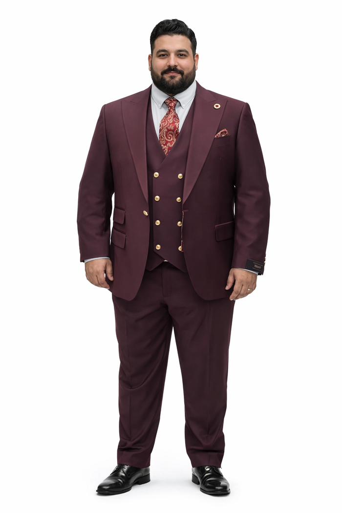 Rossiman Burgundy Suit with Double Breasted Vest