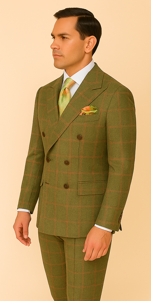 Rossiman Windowpane Double-Breasted Suit