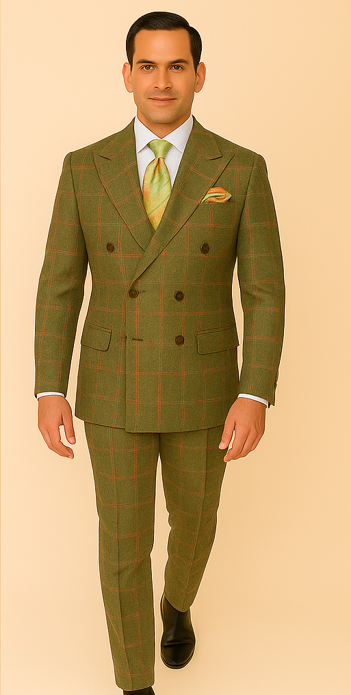 Rossiman Windowpane Double-Breasted Suit