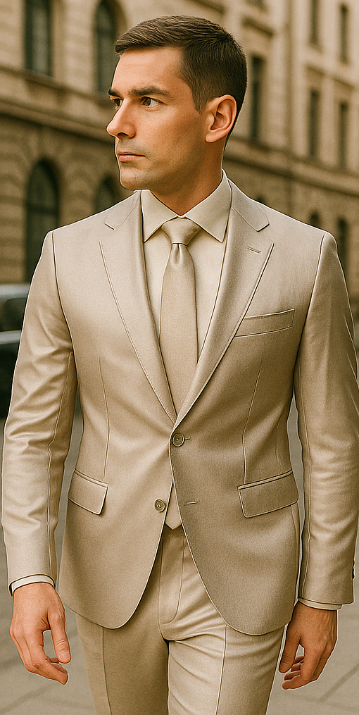 Rossiman Men’s Gray Shiny Sateen Suit - Sleek Style