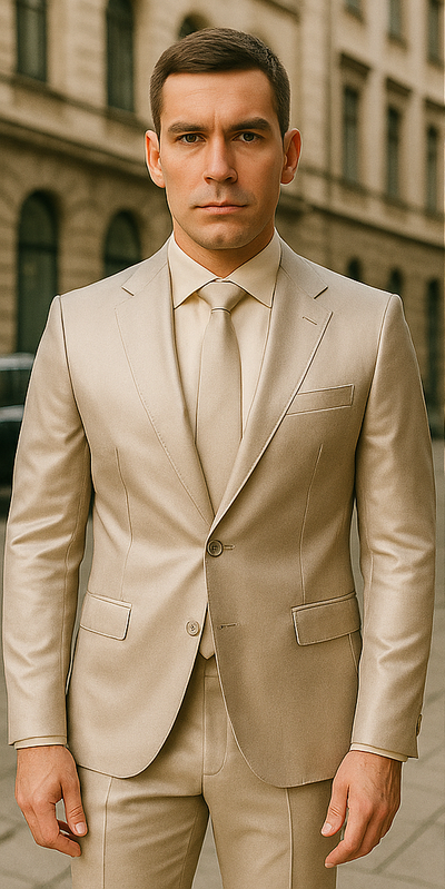 Rossiman Men’s Gray Shiny Sateen Suit - Sleek Style