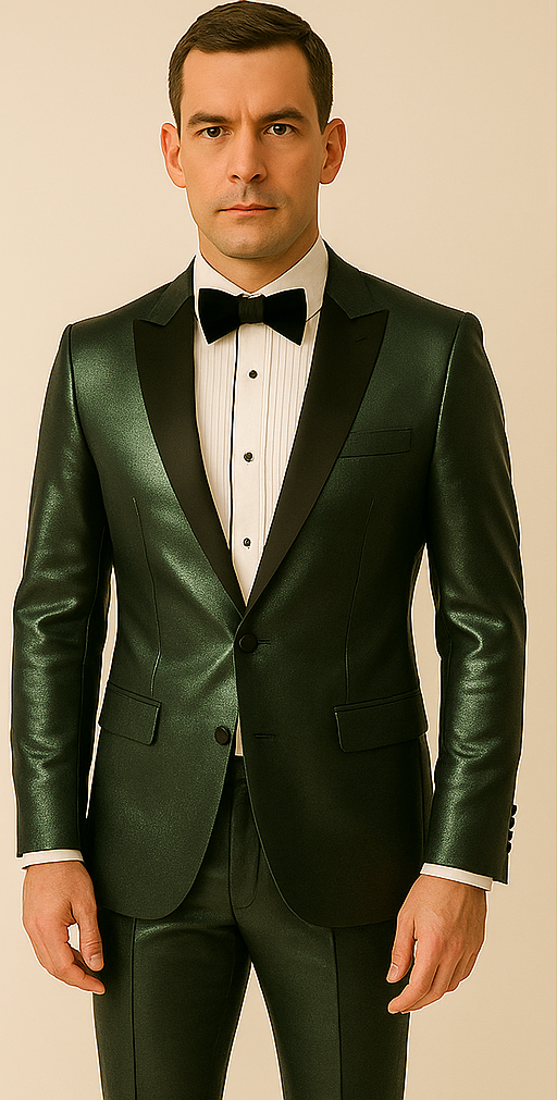 Rossiman Green Sateen Suit - Modern Gloss Finish