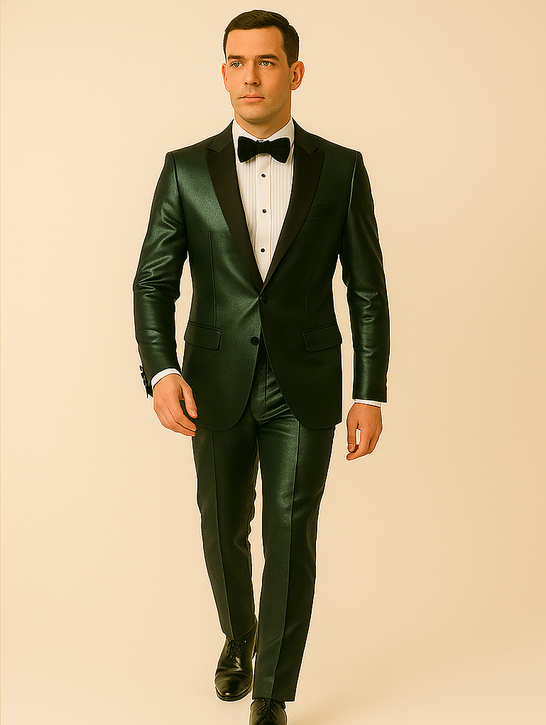 Rossiman Green Sateen Suit - Modern Gloss Finish