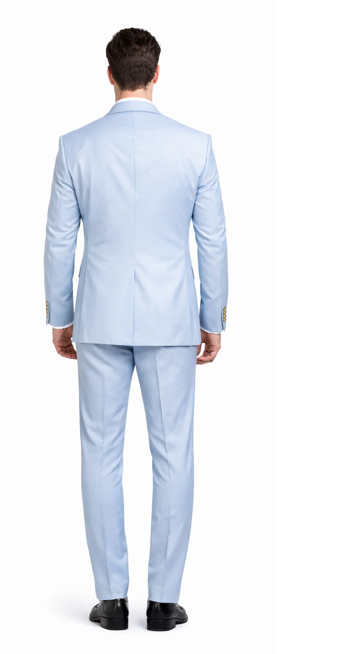 Rossiman Light Blue Double Breasted Men's Suit