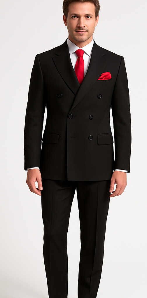Rossiman Men's Black Slim Fit 3-Piece Suit