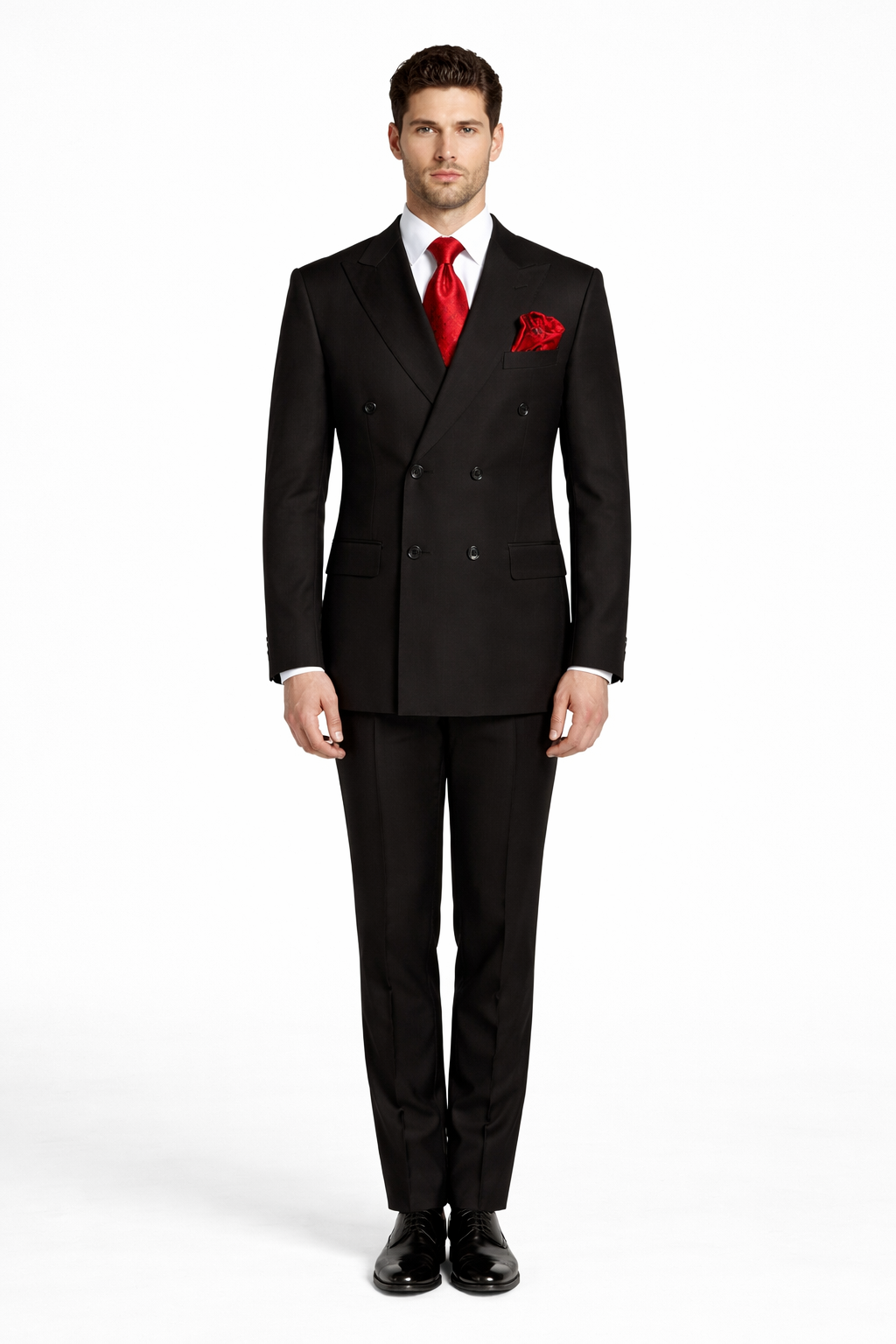 Rossiman Men's Black Slim Fit 3-Piece Suit