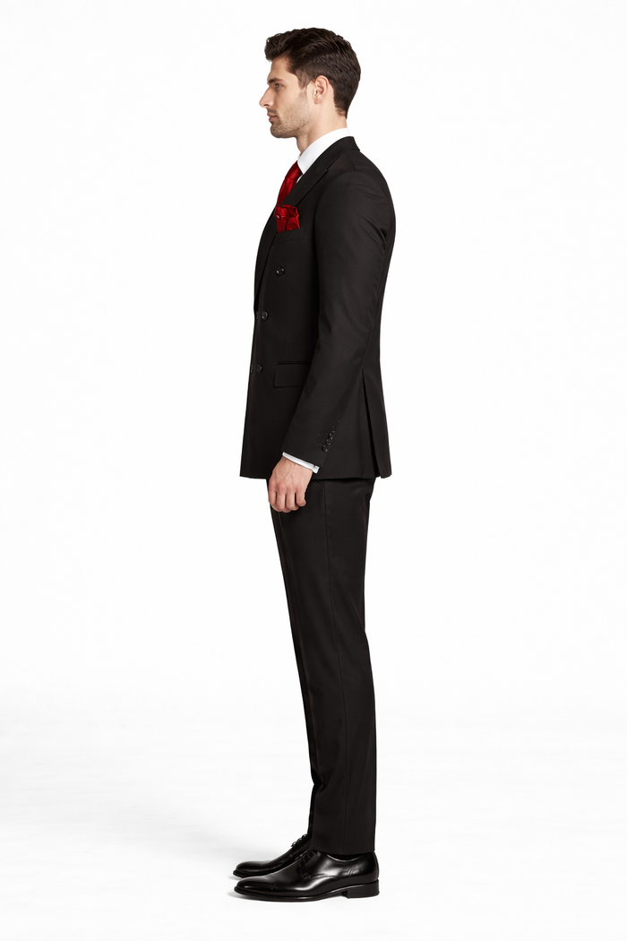 Rossiman Men's Black Slim Fit 3-Piece Suit