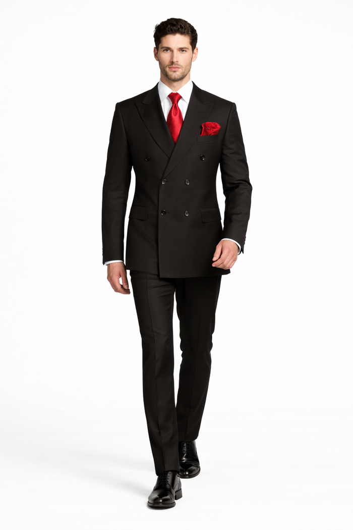 Rossiman Men's Black Slim Fit 3-Piece Suit