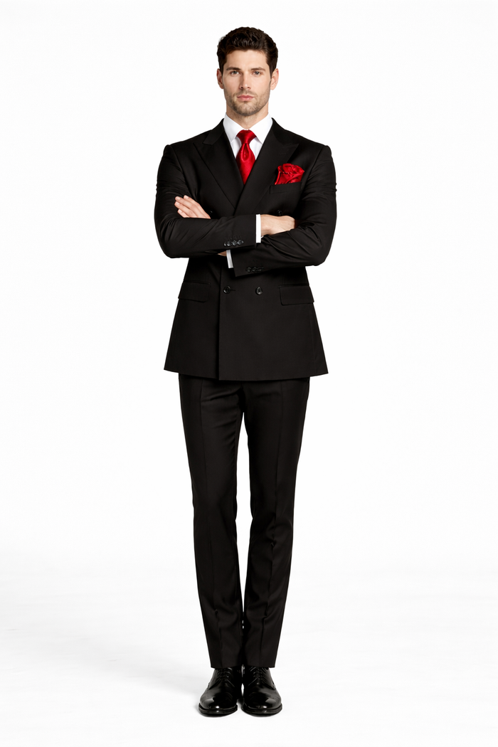 Rossiman Men's Black Slim Fit 3-Piece Suit