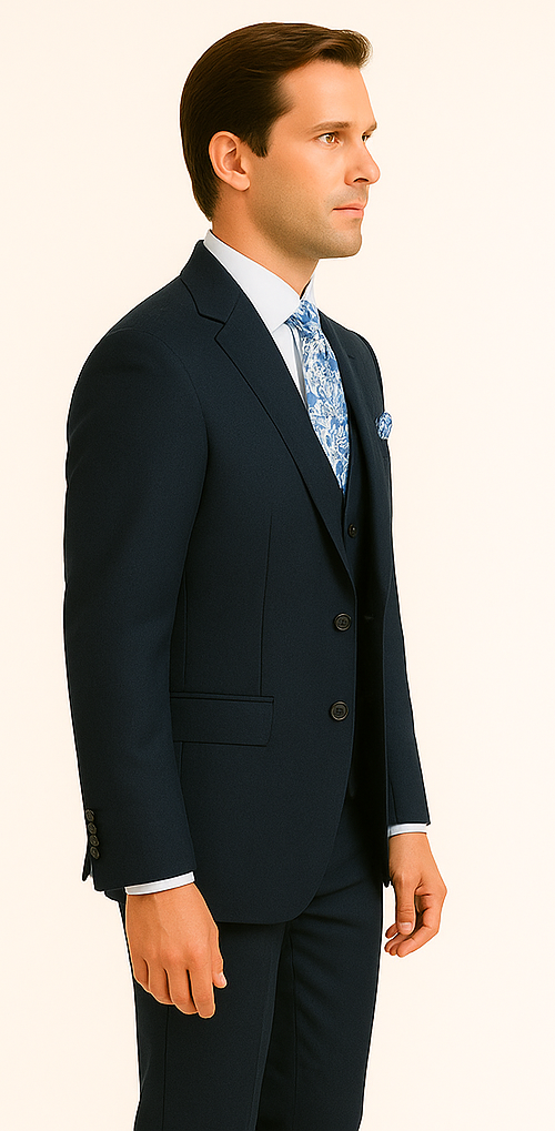 Rossiman Slim Fit 3-Piece Blue Suit for Men
