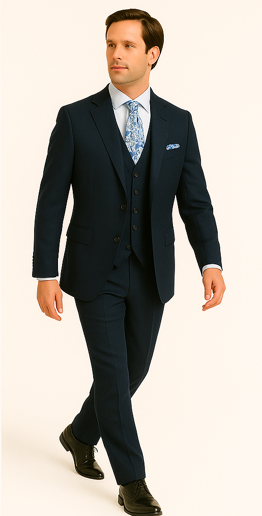 Rossiman Slim Fit 3-Piece Blue Suit for Men