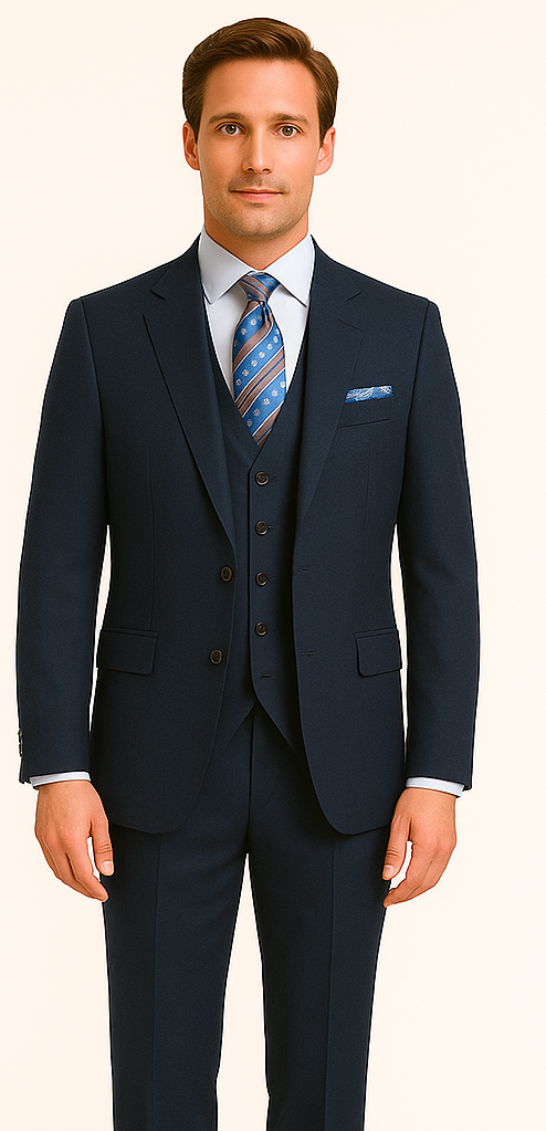 Rossiman Slim Fit 3-Piece Blue Suit for Men