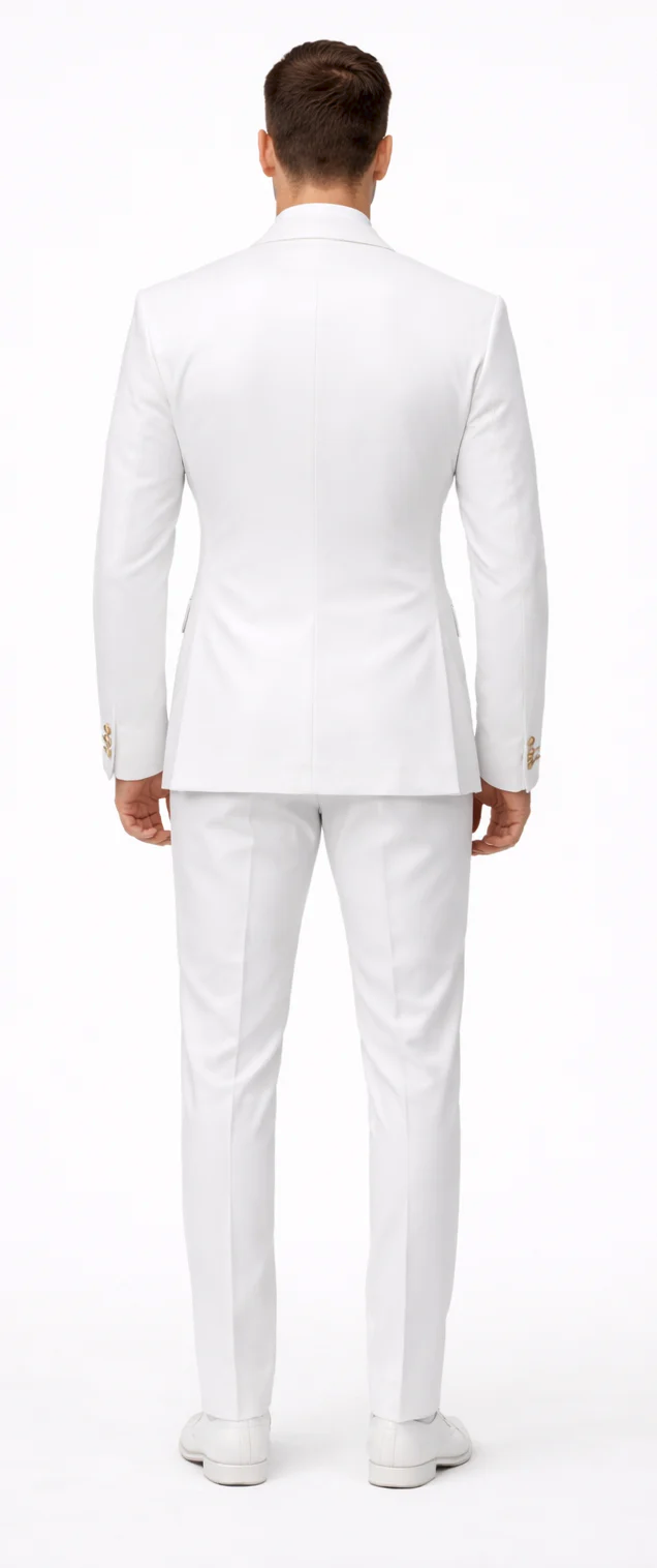 Rossiman White Double-Breasted Slim Suit 3-Piece