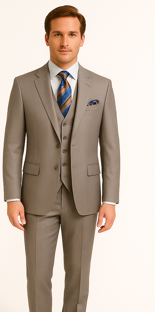 Rossiman Slim Fit Gray 3-Piece Suit for Men